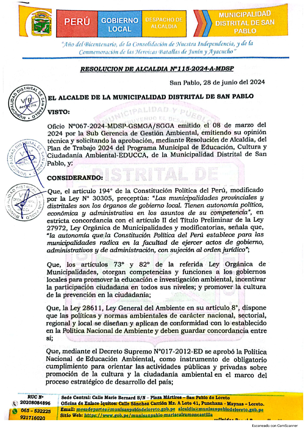 Plan de Trabajo 2024 del Programa Municipal EDUCCA - Municipalidad ...