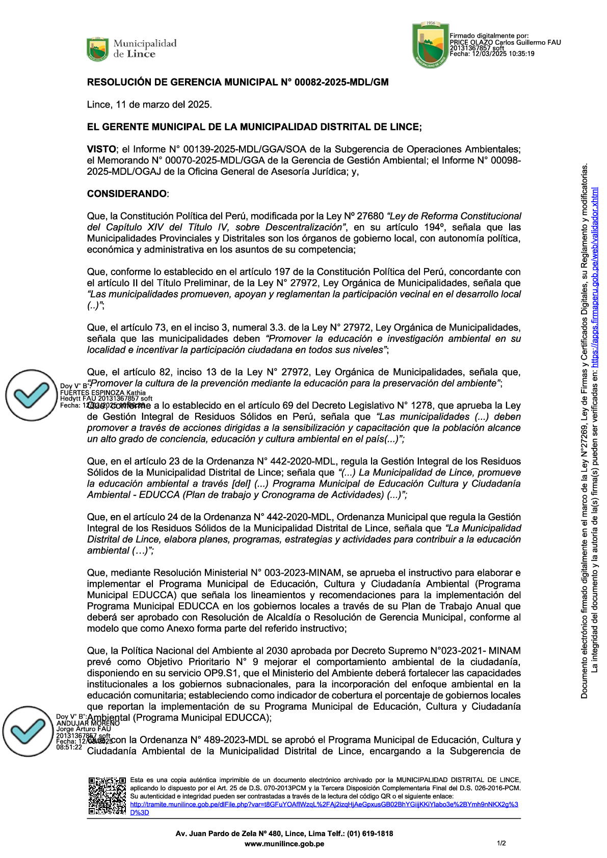 Plan de Trabajo 2025 del Programa Municipal EDUCCA - Municipalidad ...
