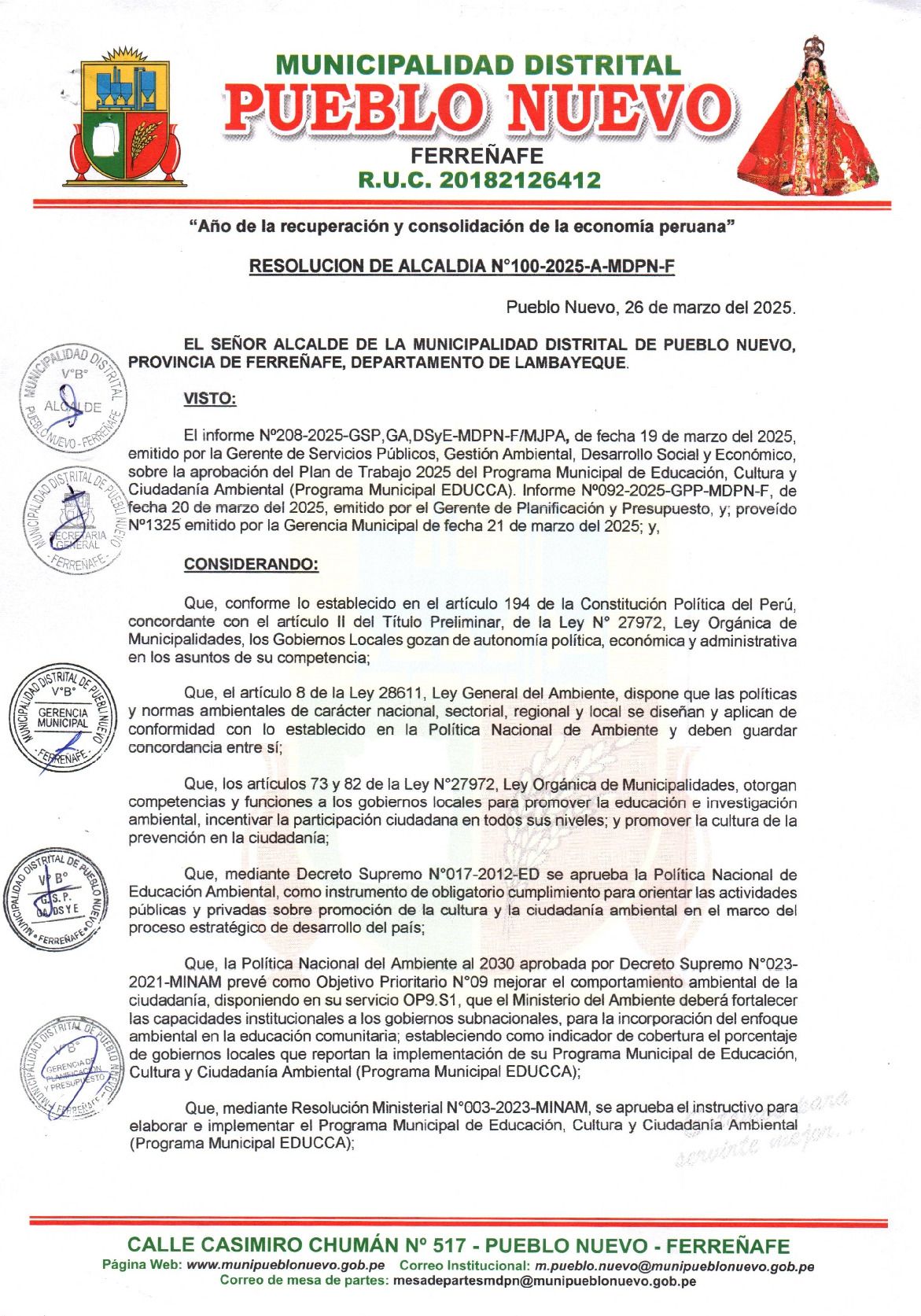 Plan de Trabajo 2025 del Programa Municipal EDUCCA - Municipalidad ...