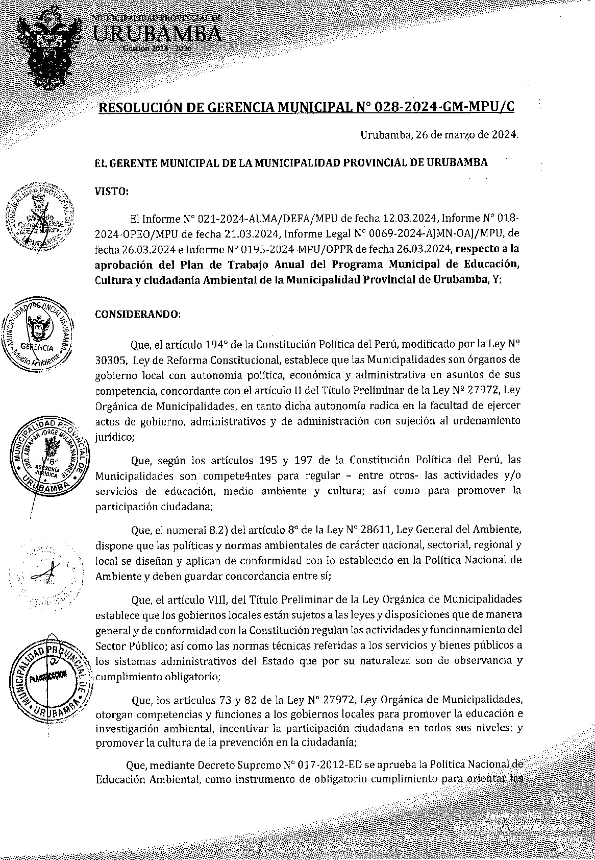 Plan de Trabajo 2024 del Programa Municipal EDUCCA - Municipalidad ...