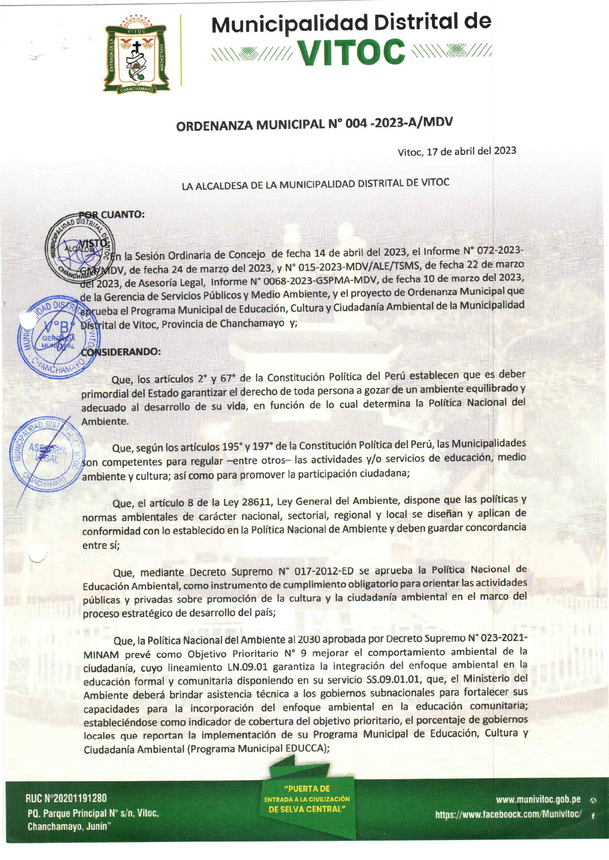 Programa Municipal de Educación, Cultura y Ciudadanía Ambiental de la ...