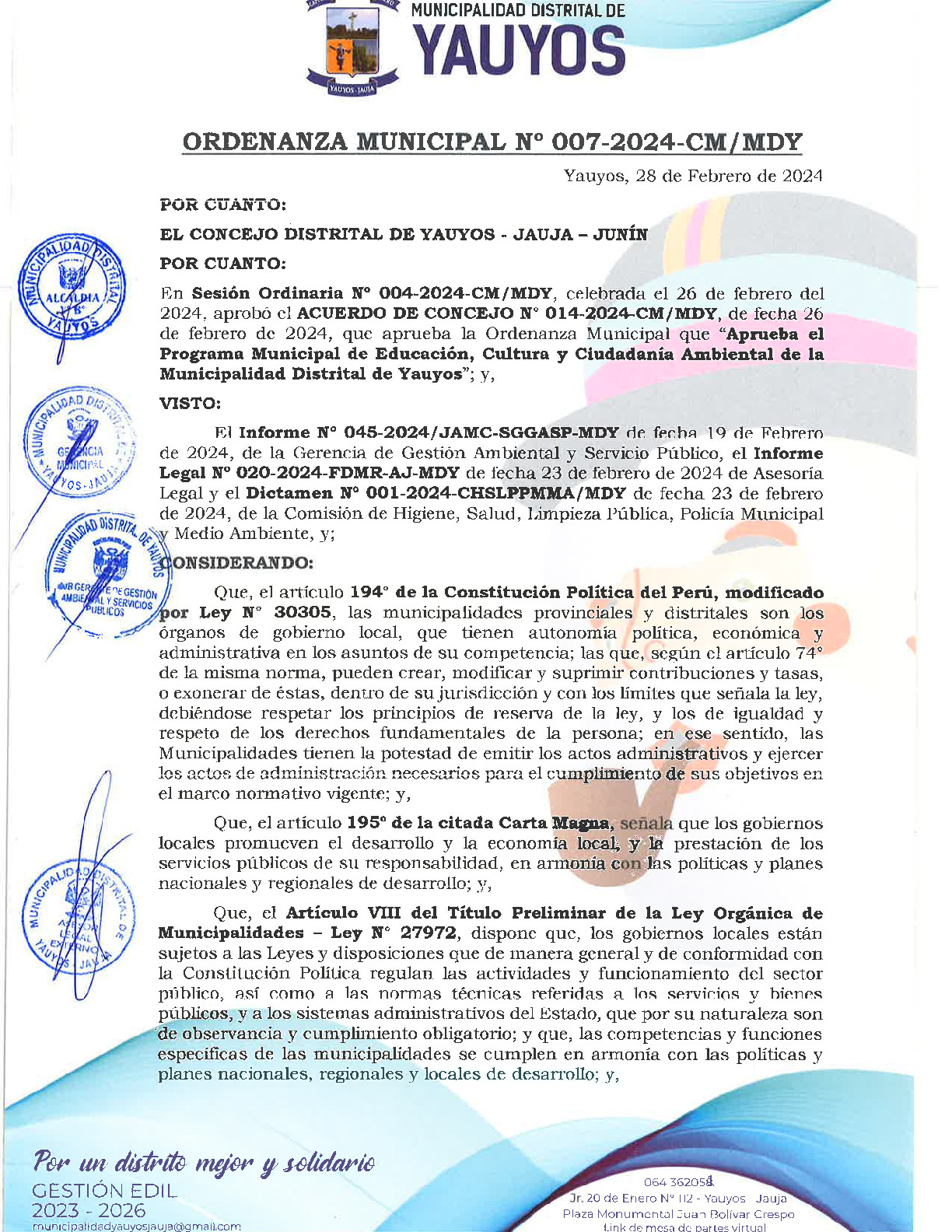 Programa Municipal de Educación, Cultura y Ciudadanía Ambiental de la ...