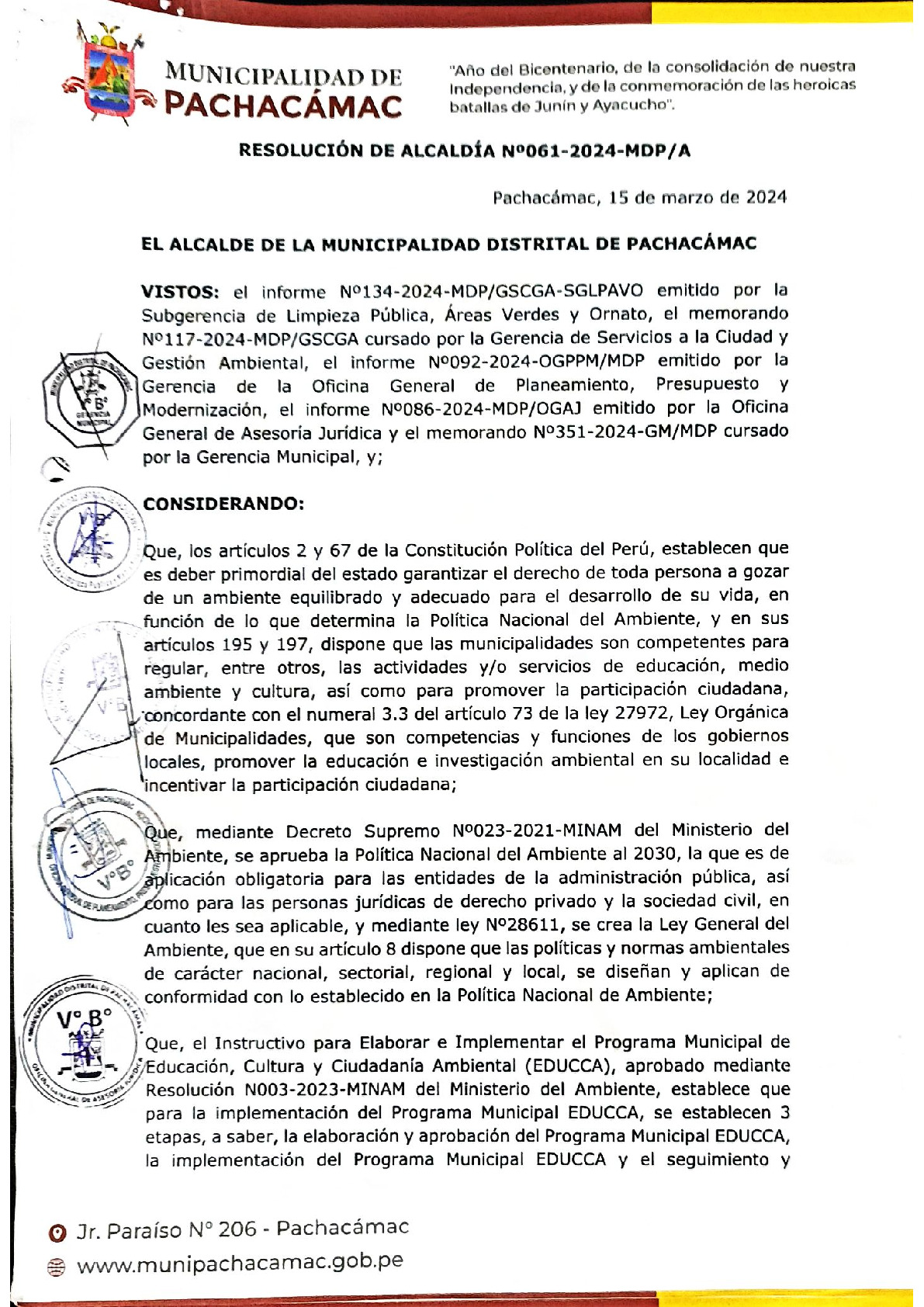 Plan de Trabajo 2024 del Programa Municipal EDUCCA - Municipalidad ...