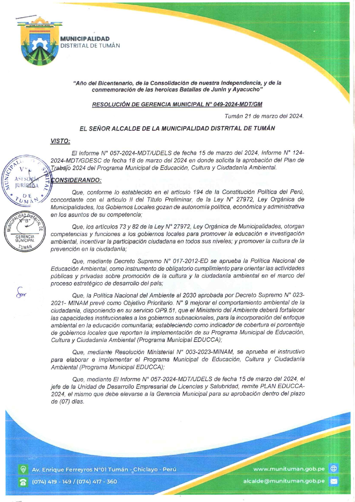 Plan de Trabajo 2024 del Programa Municipal EDUCCA - Municipalidad ...