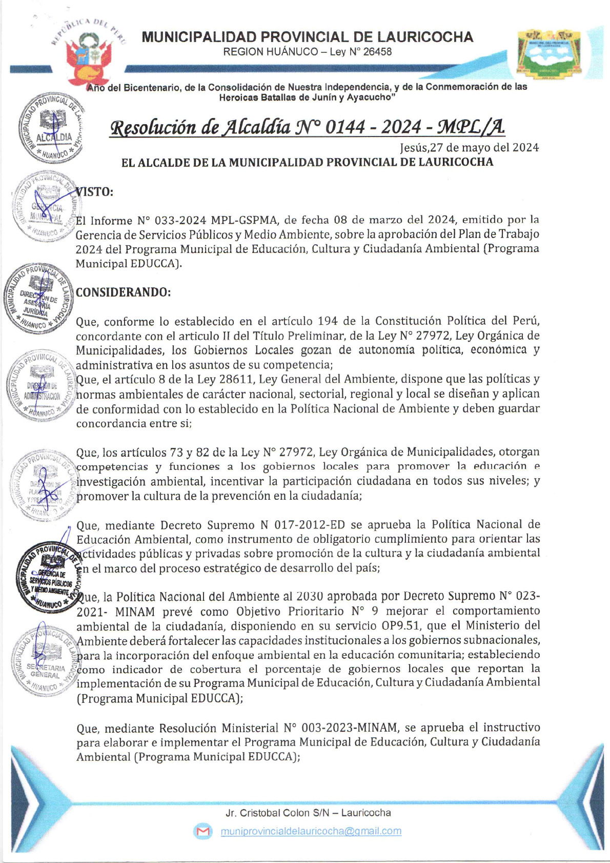Plan de Trabajo 2024 del Programa Municipal EDUCCA - Municipalidad ...